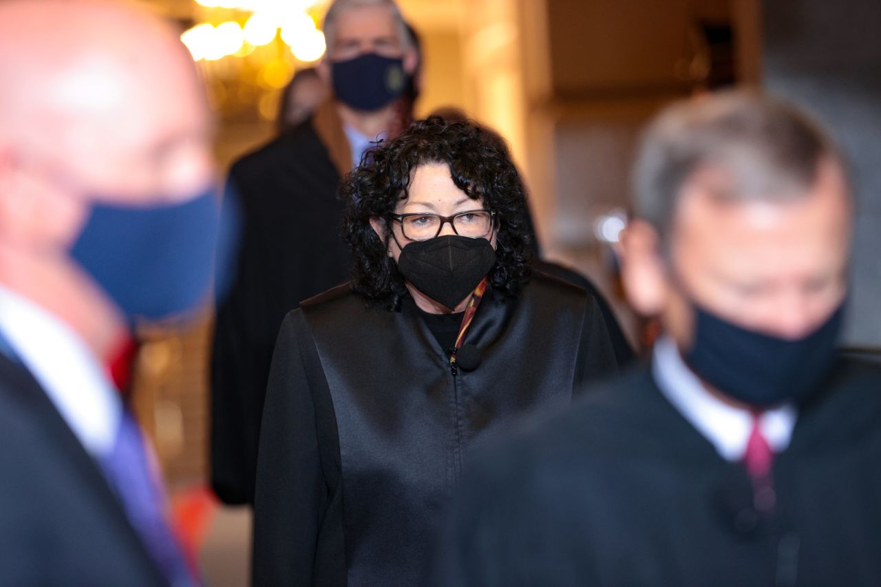 Supreme Court Associate Justice Sonia Sotomayor arrives at the US Capitol on January 20 in Washington, DC.?