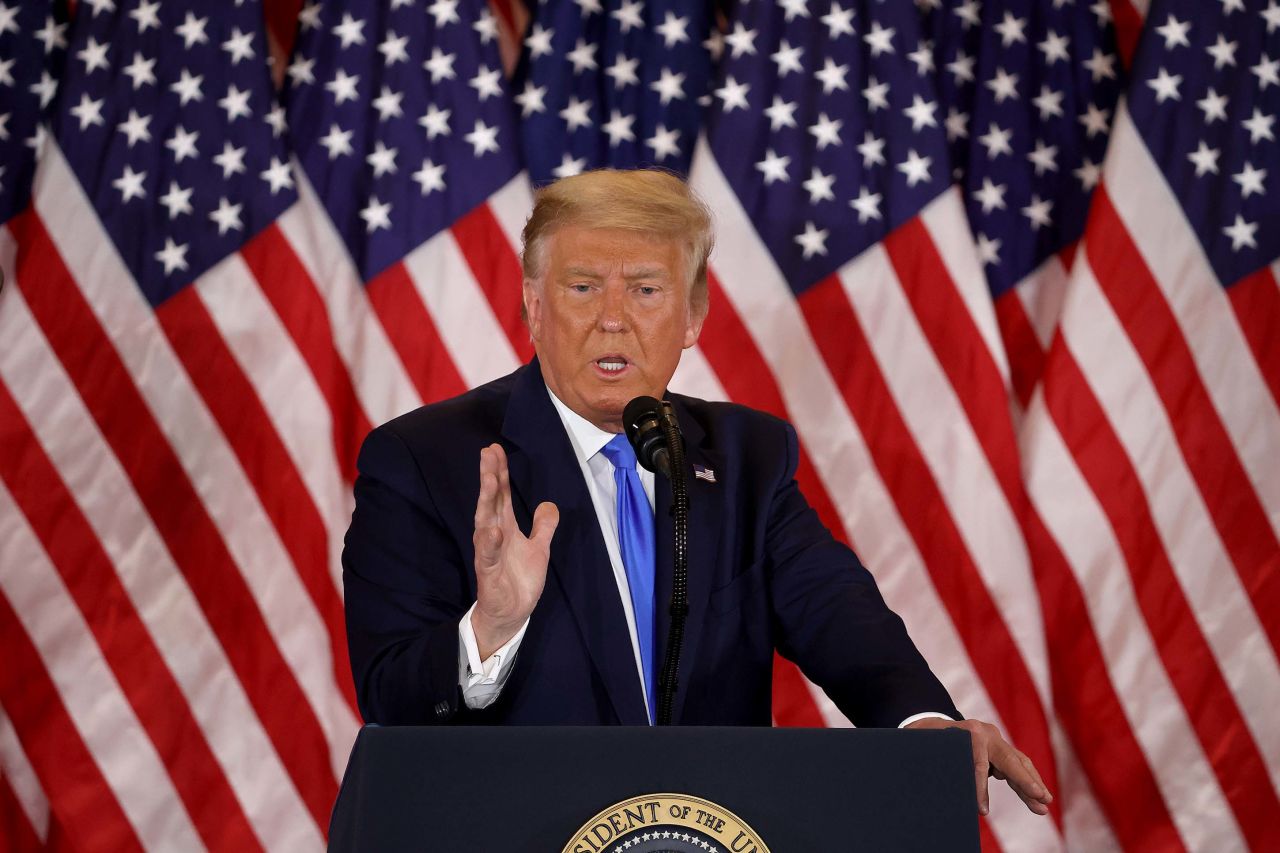 President Trump speaks on November 4 in the East Room of the White House in Washington, DC.