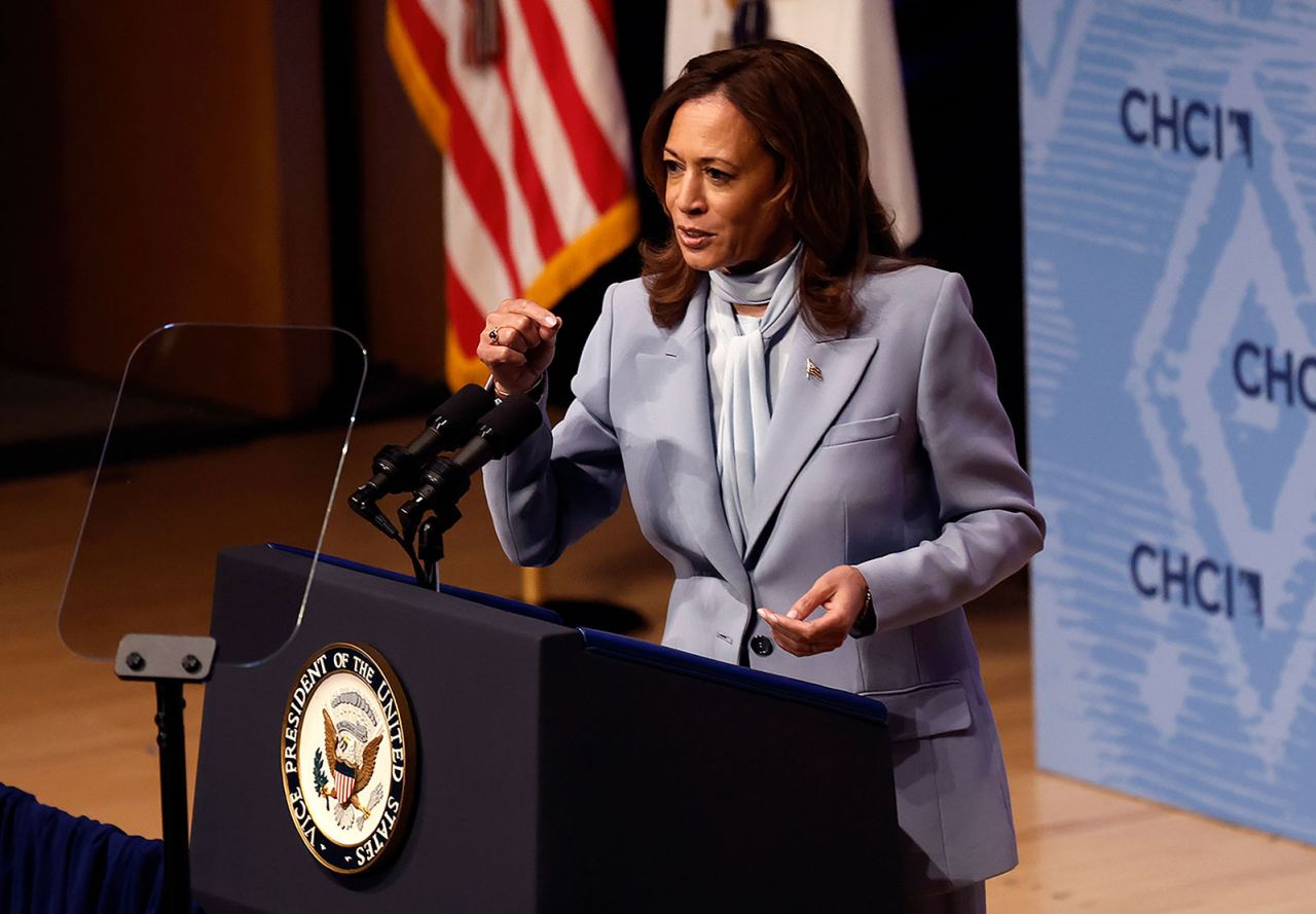 Vice President Kamala Harris delivers remarks at the Congressional Hispanic Caucus Institute's 47th Annual Leadership Conference on Wednesday, September 18, in Washington, D.C. 