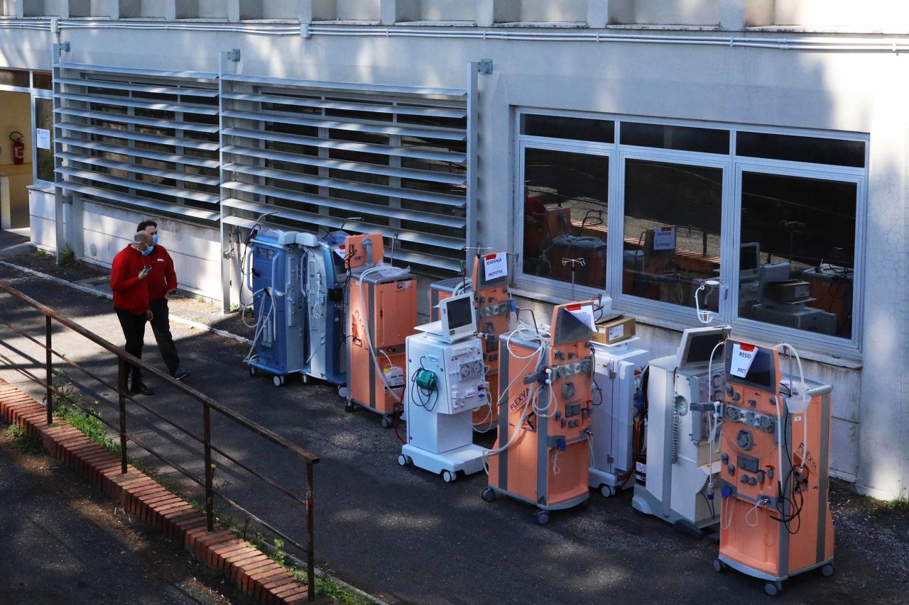 New ventilators are seen at the Columbus Covid2 Hospital in Rome, Italy on March 16.