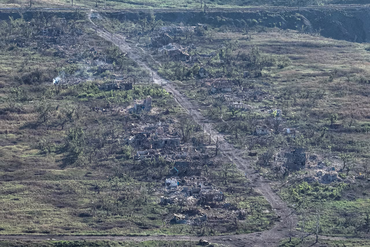 Destroyed buildings are seen in Andriivka, Ukraine, on September 6. 