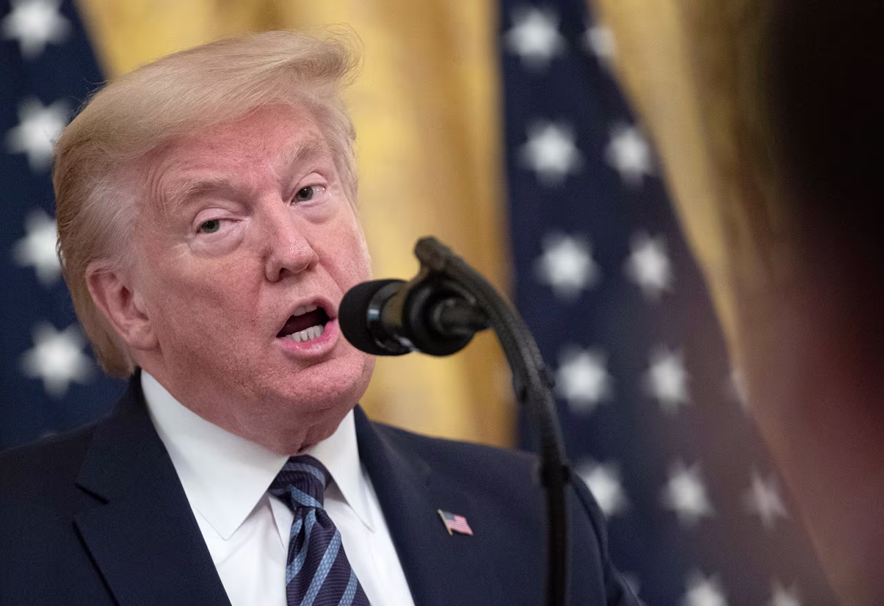 President Donald Trump speaks during an event in the East Room of the White House April 30, in Washington, DC. 