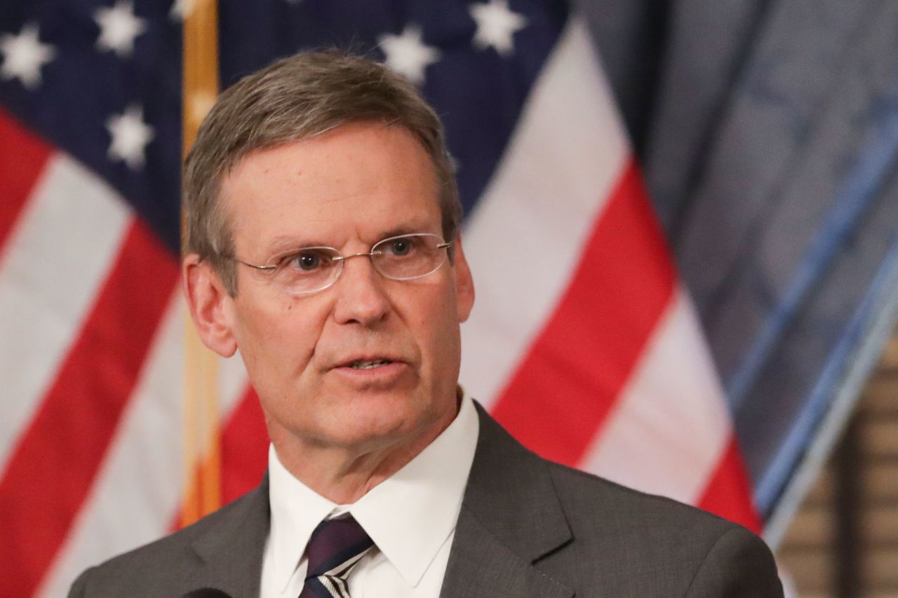Tennessee Gov. Bill Lee answers questions concerning the state's response to the coronavirus during a news conference in Nashville, Tennessee on March 16. 