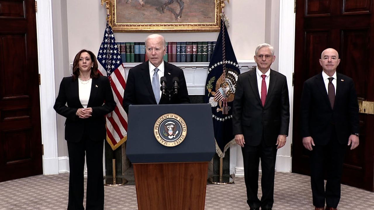 President Joe Biden delivers remarks from the White House on Sunday, July 14. 