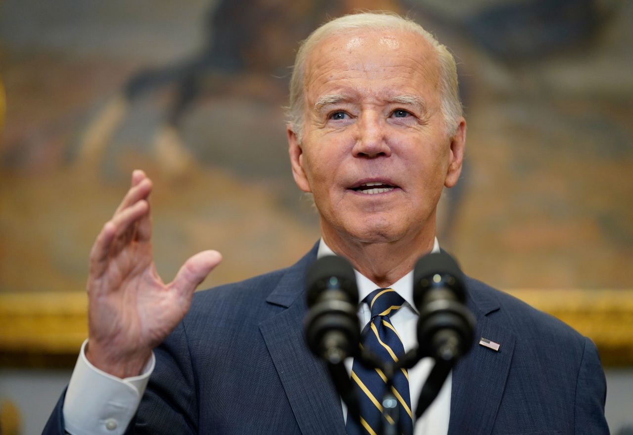 President Joe Biden delivers remarks on funding for Ukraine at the White House in Washington, DC, on Wednesday. 