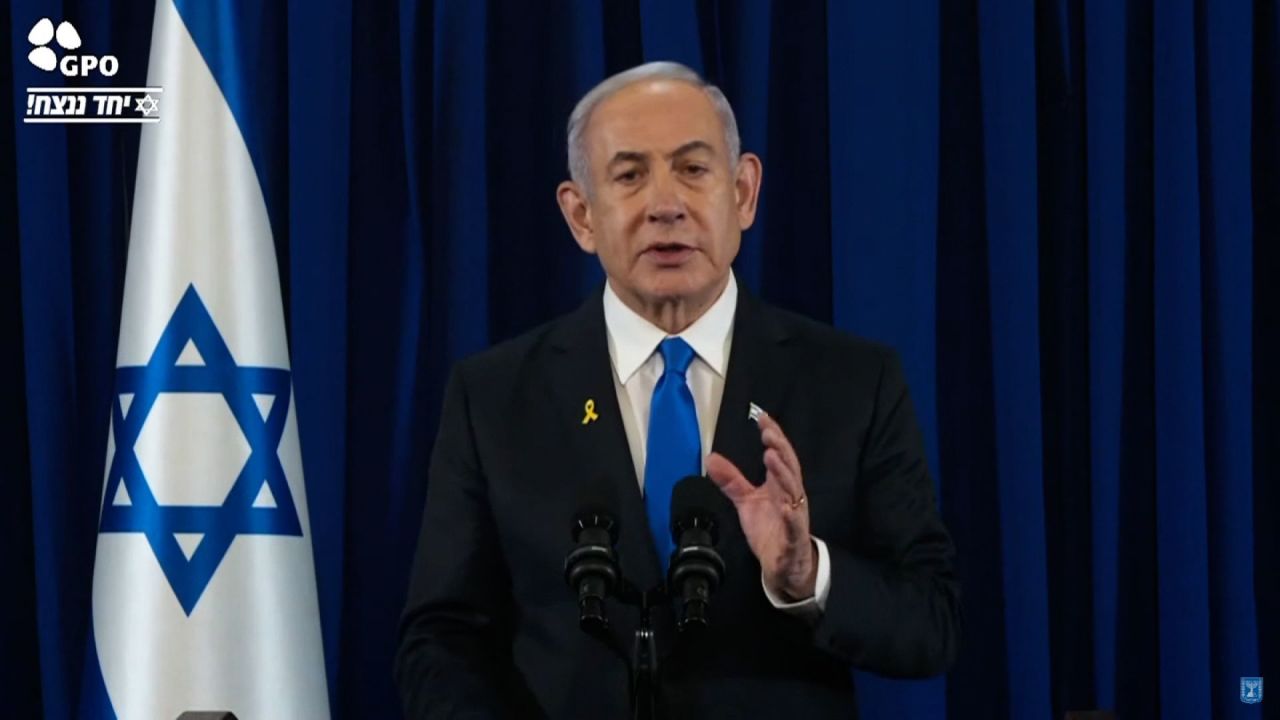 Israeli Prime Minister Benjamin Netanyahu speaks during an address on July 31.