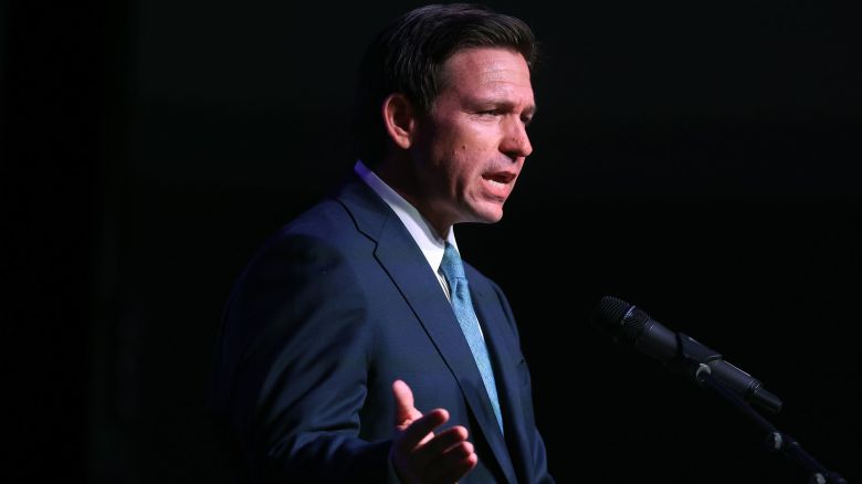Florida Gov. Ron DeSantis speaks to guests at the Republican Party of Marathon County Lincoln Day Dinner annual fundraiser on May 6.