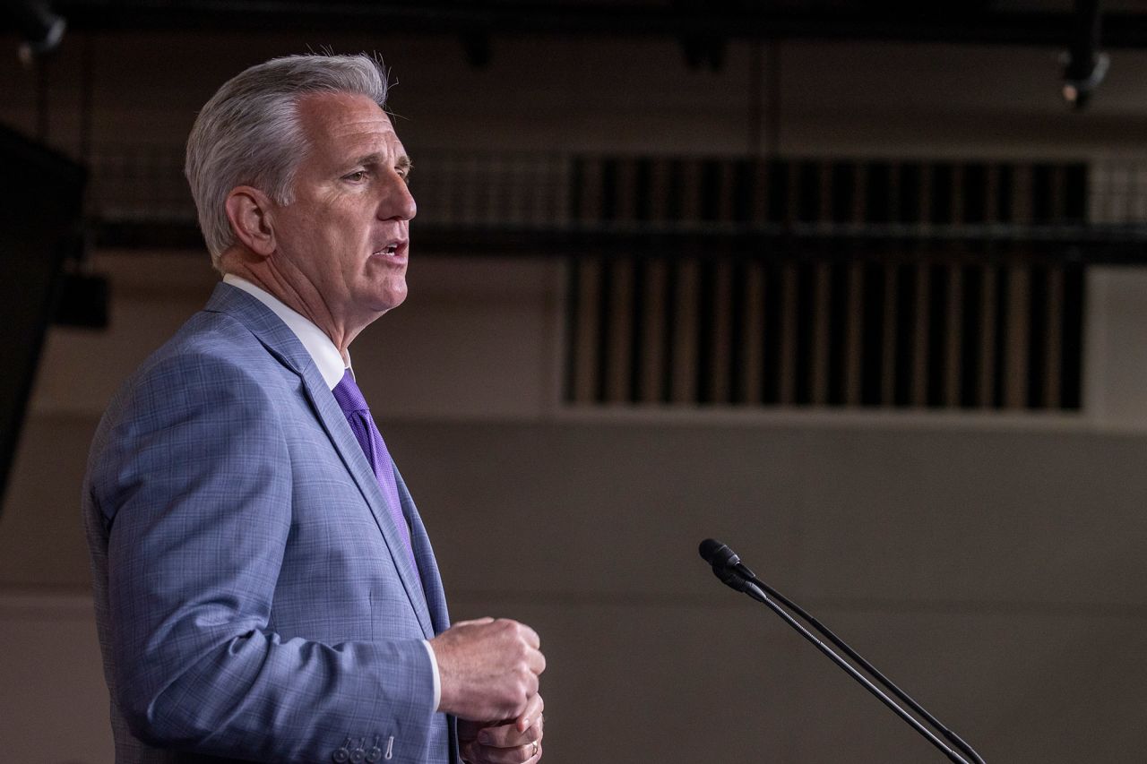 U.S. House Minority Leader Rep. Kevin McCarthy speaks at a press conference on Capitol Hill on June 30 in Washington, DC. 