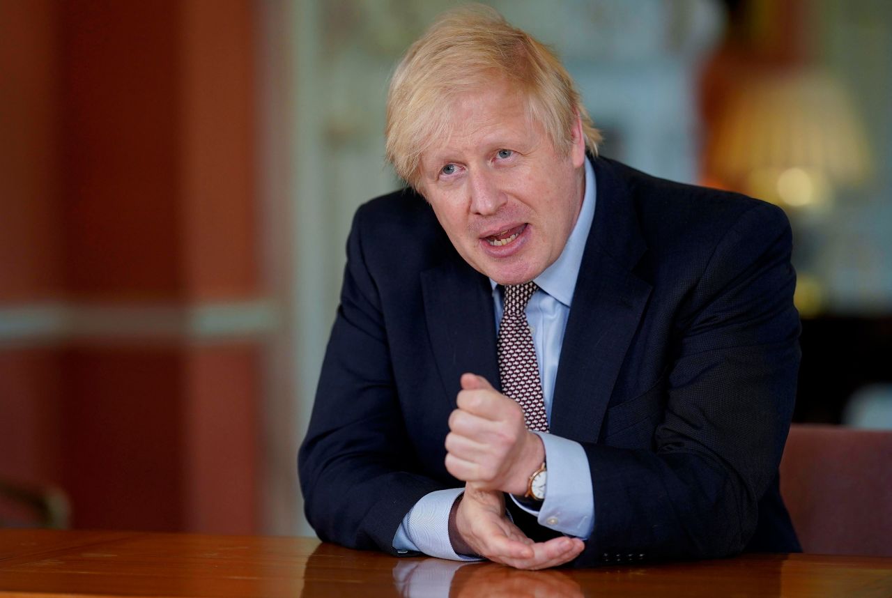 Prime Minister Boris Johnson records a televised message to the nation on May 10 in London. 
