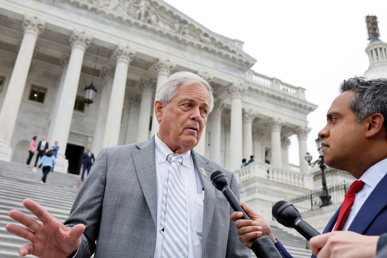 Rep. Ralph Norman speaks to reporters on the steps of the Capitol on September 29.