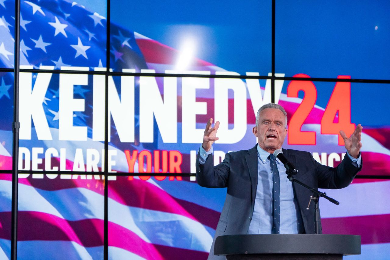 Robert F. Kennedy Jr. speaks during a campaign rally at Legends Event Center on December 20, 2023 in Phoenix, Arizona.