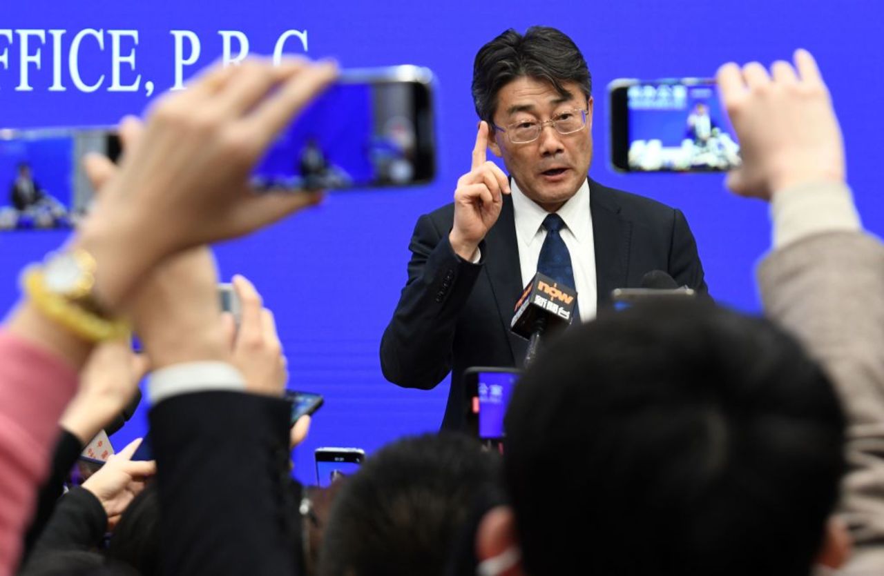 Gao Fu speaks during a State Council Information Office press conference in Beijing. 