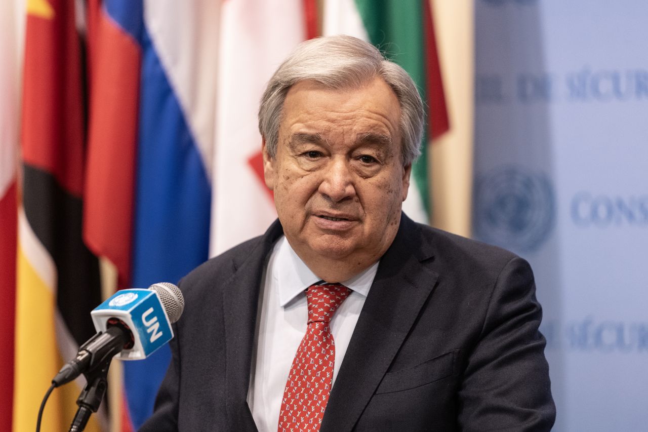 United Nations Secretary General Antonio Guterres speaks at a press briefing at the UN Headquarters?on July 6.