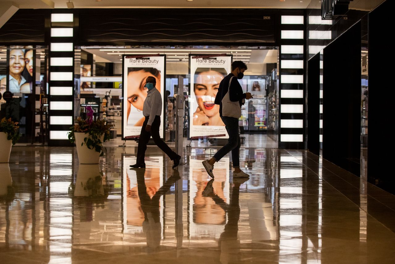 People visit South Coast Plaza in Costa Mesa, California, on September 28.