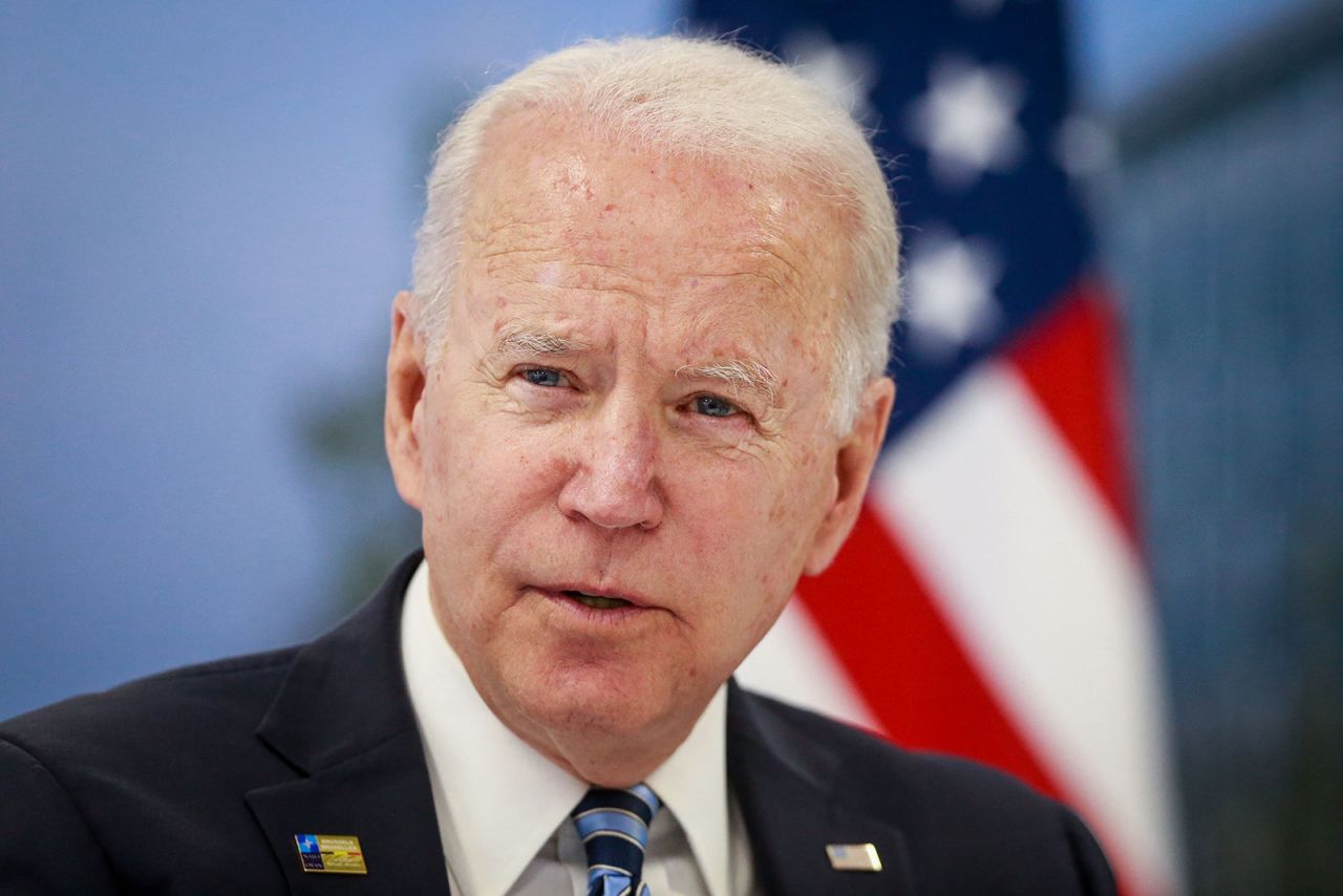 US President Joe Biden meets with NATO Secretary General during a NATO summit at the North Atlantic Treaty Organization headquarters in Brussels on June 14.