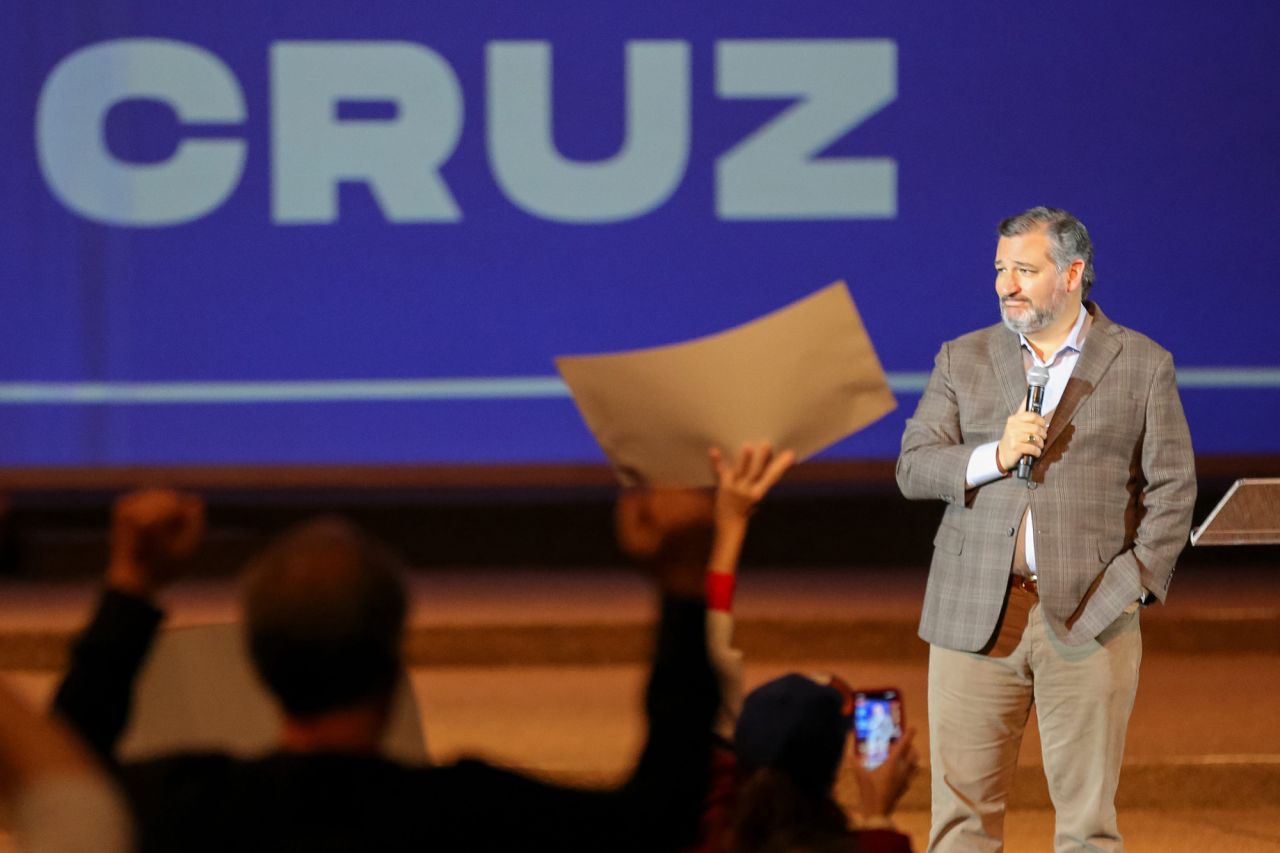 Sen. Ted Cruz speaks at a rally in support of Oklahoma Gov. Kevin Stitt's reelection in Oklahoma City on Tuesday, November 1.