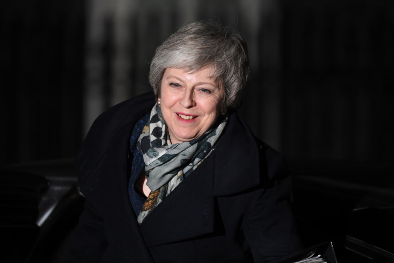 British Prime Minister Theresa May returns to Downing Street after the Confidence Vote in her leadership on Dec. 12, 2018 in London, England.