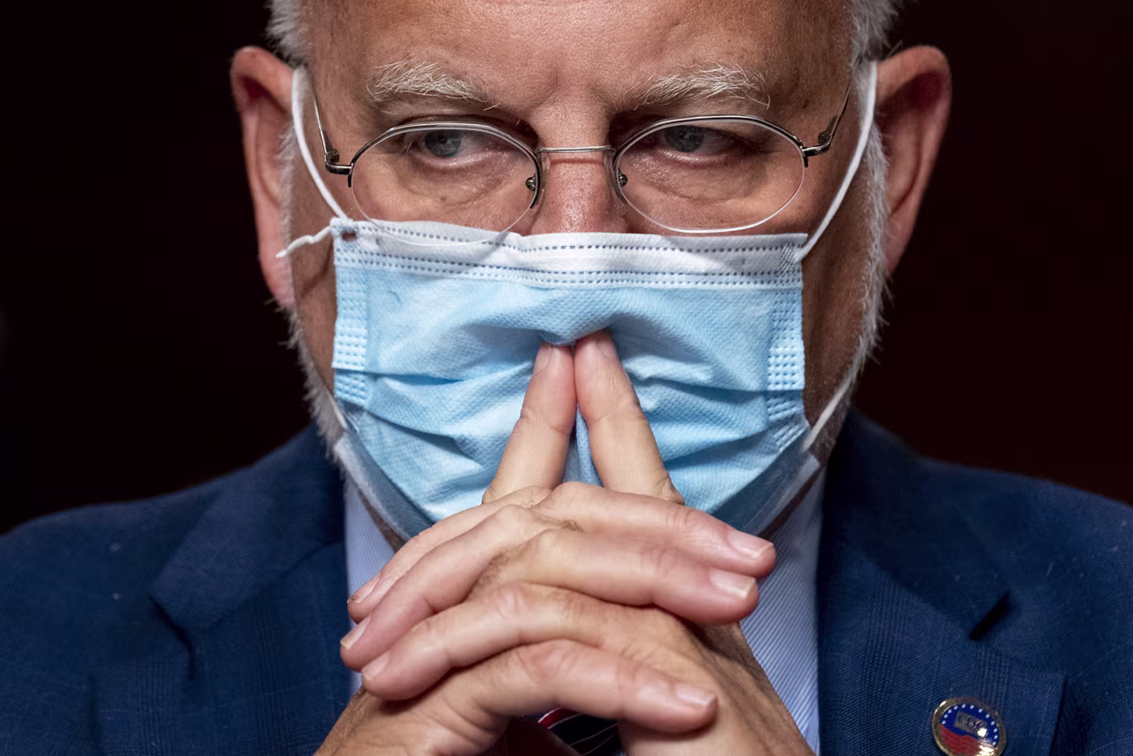 Dr. Robert Redfield attends at a hearing of the Senate Appropriations subcommittee reviewing coronavirus response efforts on Wednesday in Washington.