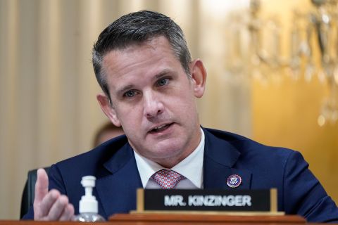 Representative Adam Kinzinger speaks on Capitol Hill in Washington on Thursday, October 13.