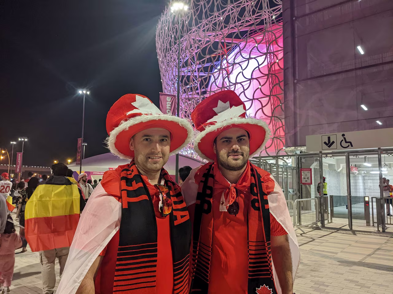 Canadian brothers Michael and Chris Lewis traveled on four planes to make it to the World Cup in Doha, Qatar. 