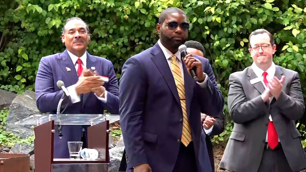 Rep. Byron Donalds speaks at an event for Black Republican delegates on Tuesday, July 16.