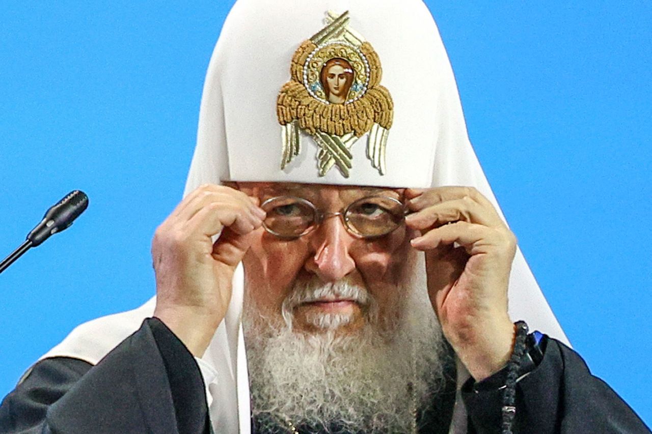 Head of the Russian Orthodox Church Patriarch Kirill attends a plenary session of the Economic and Humanitarian Forum in St. Petersburg on Thursday.
