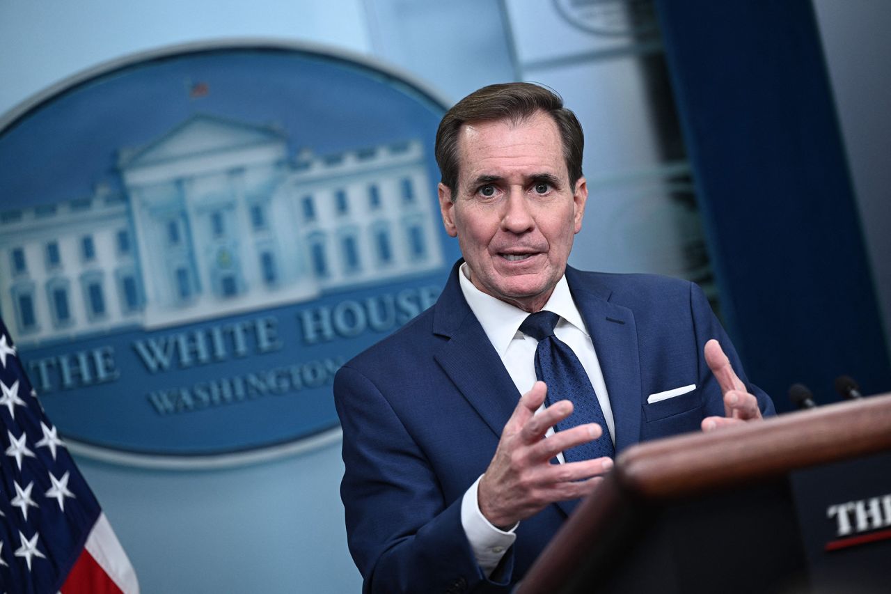 Coordinator for Strategic Communications at the National Security Council John Kirby speaks in the Brady Briefing Room of the White House in Washington, DC, on October 24.