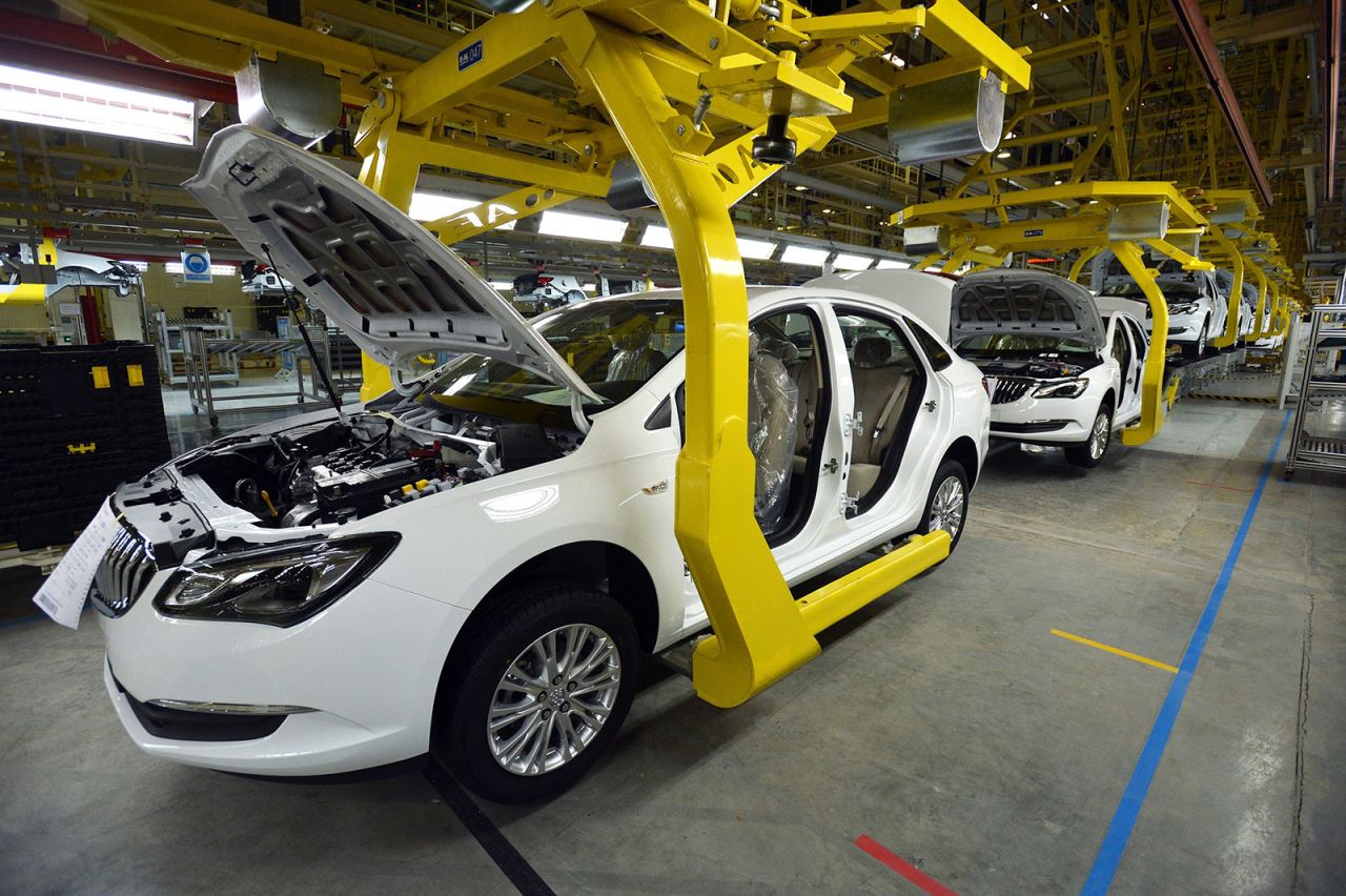 General Motors cars are assembled at an auto plant in Wuhan.
