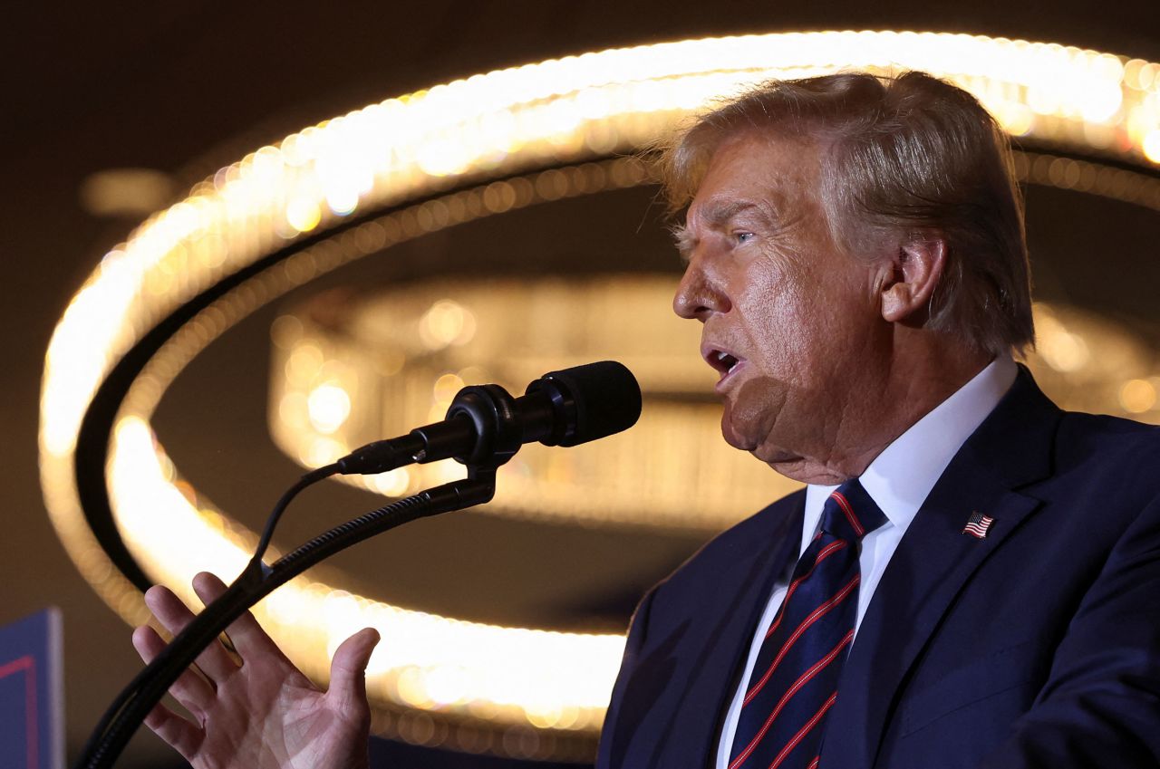 Former President Donald Trump speaks during his New Hampshire presidential primary election night watch party, in Nashua on Tuesday.