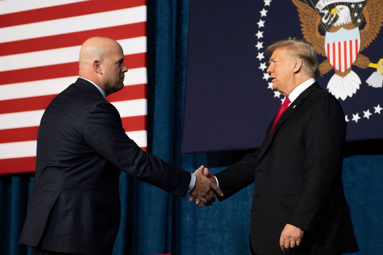 President Trump shakes hands with Acting US Attorney General Matt Whitaker 