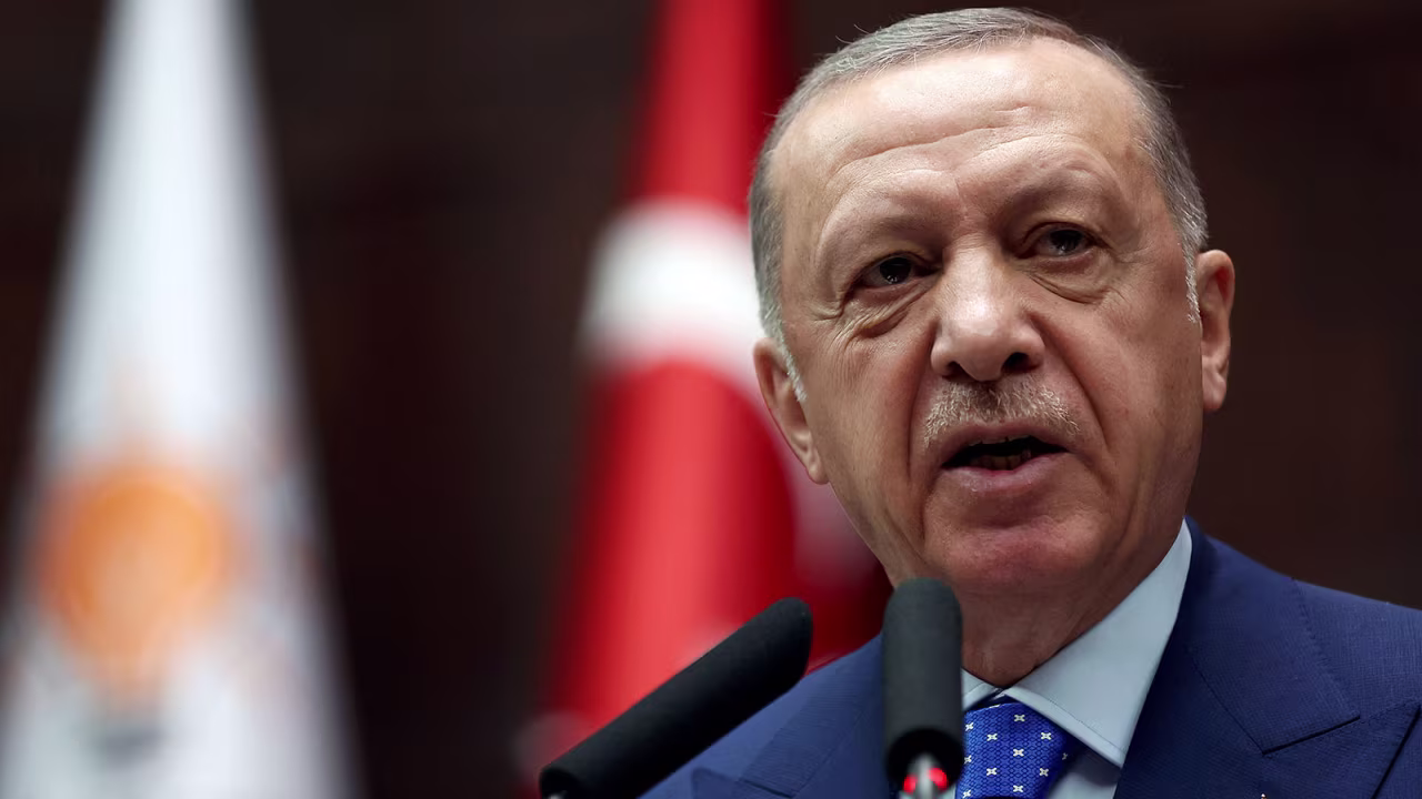 Turkish President Recep Tayyip Erdogan delivers a speech at the Turkish Grand National Assembly in Ankara on May 18.