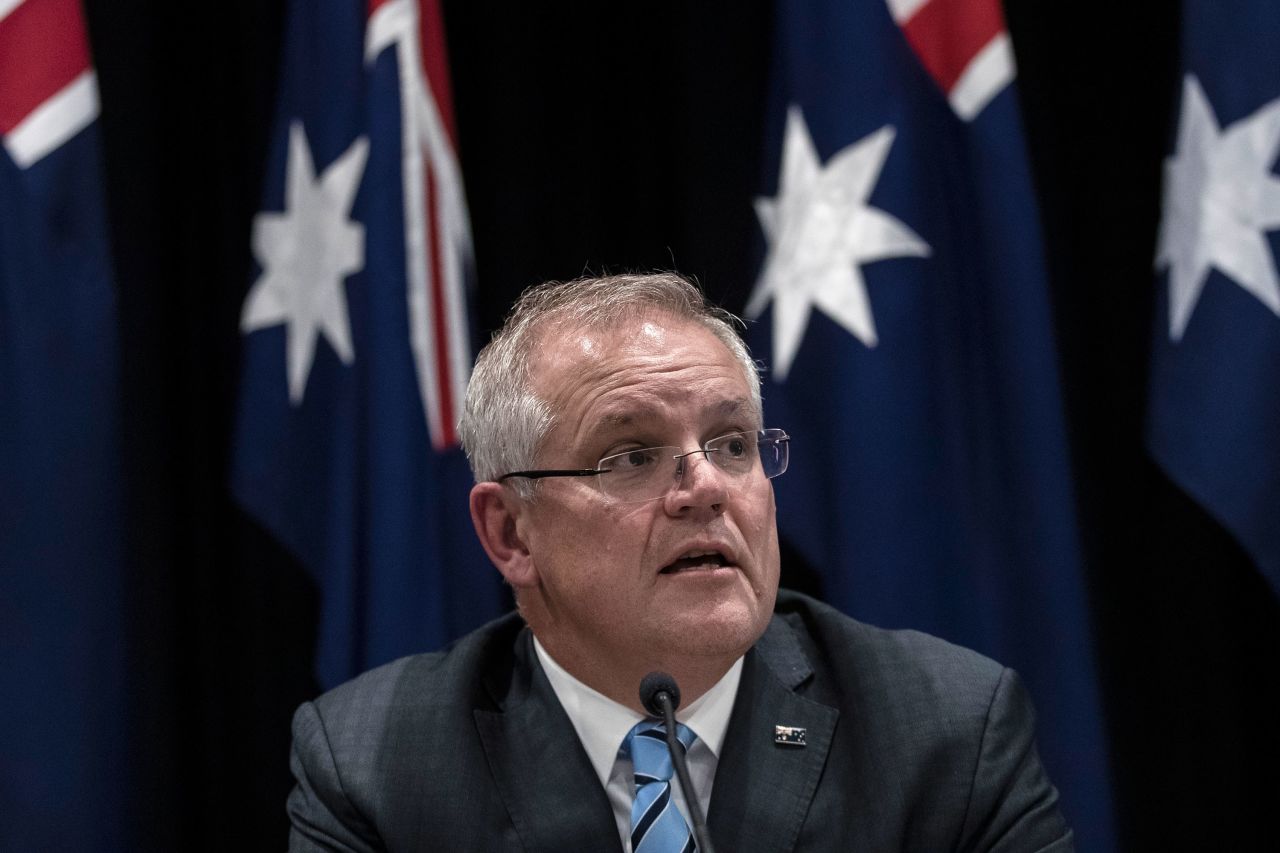 Prime Minister Scott Morrison speaks at a press conference in Sydney, Australia on March 13. 