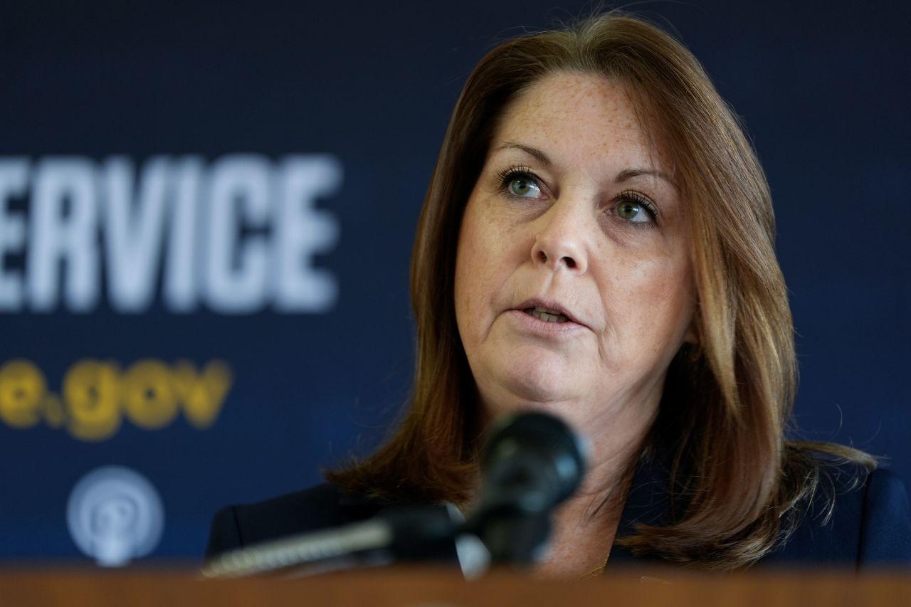 US Secret Service Director Kimberly Cheatle speaks a news conference on June 6 in Milwaukee. 