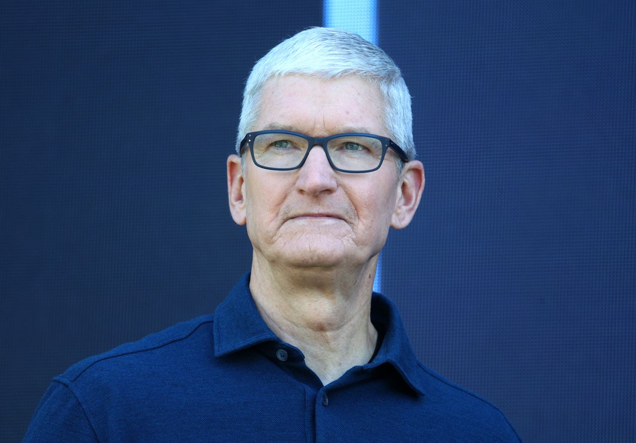 Apple CEO Tim Cook at a keynote address during the WWDC22 at Apple Park on in June 2022 in Cupertino, California. 