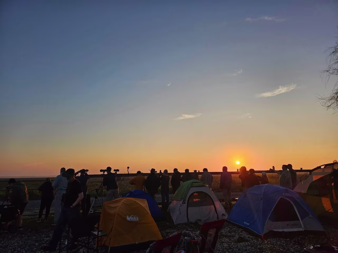 The sun rises over "The Outpost" — a launch viewing location dedicated to Starship.
