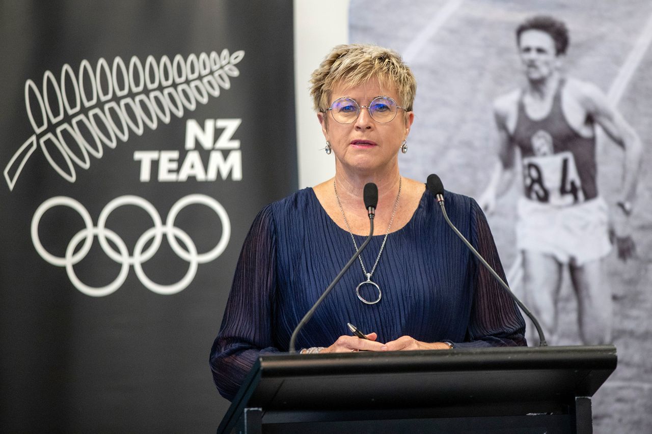 New Zealand Olympic Committee CEO Kereyn Smith speaks at the NZOC Olympic Games sailing team announcement on March 4 in Auckland, New Zealand.