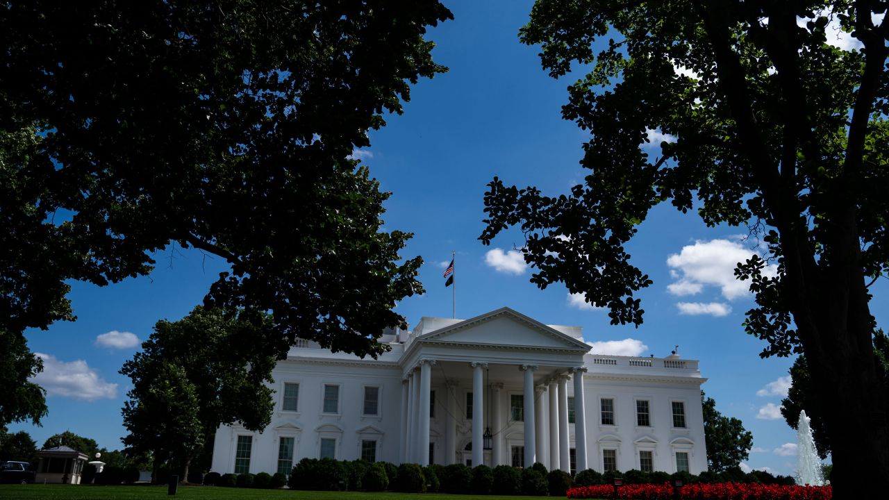 The north portico and fountain of The White House is seen on June 11, in Washington, DC.