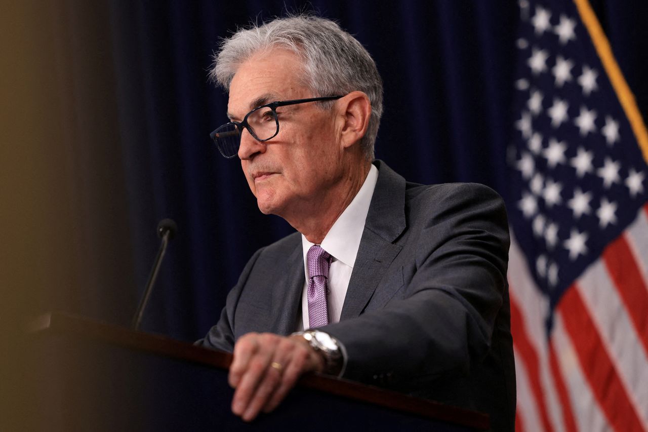 U.S. Federal Reserve Chair Jerome Powell speaks during a press conference in Washington following a two-day meeting of the Federal Open Market Committee on interest rate policy on July 31.