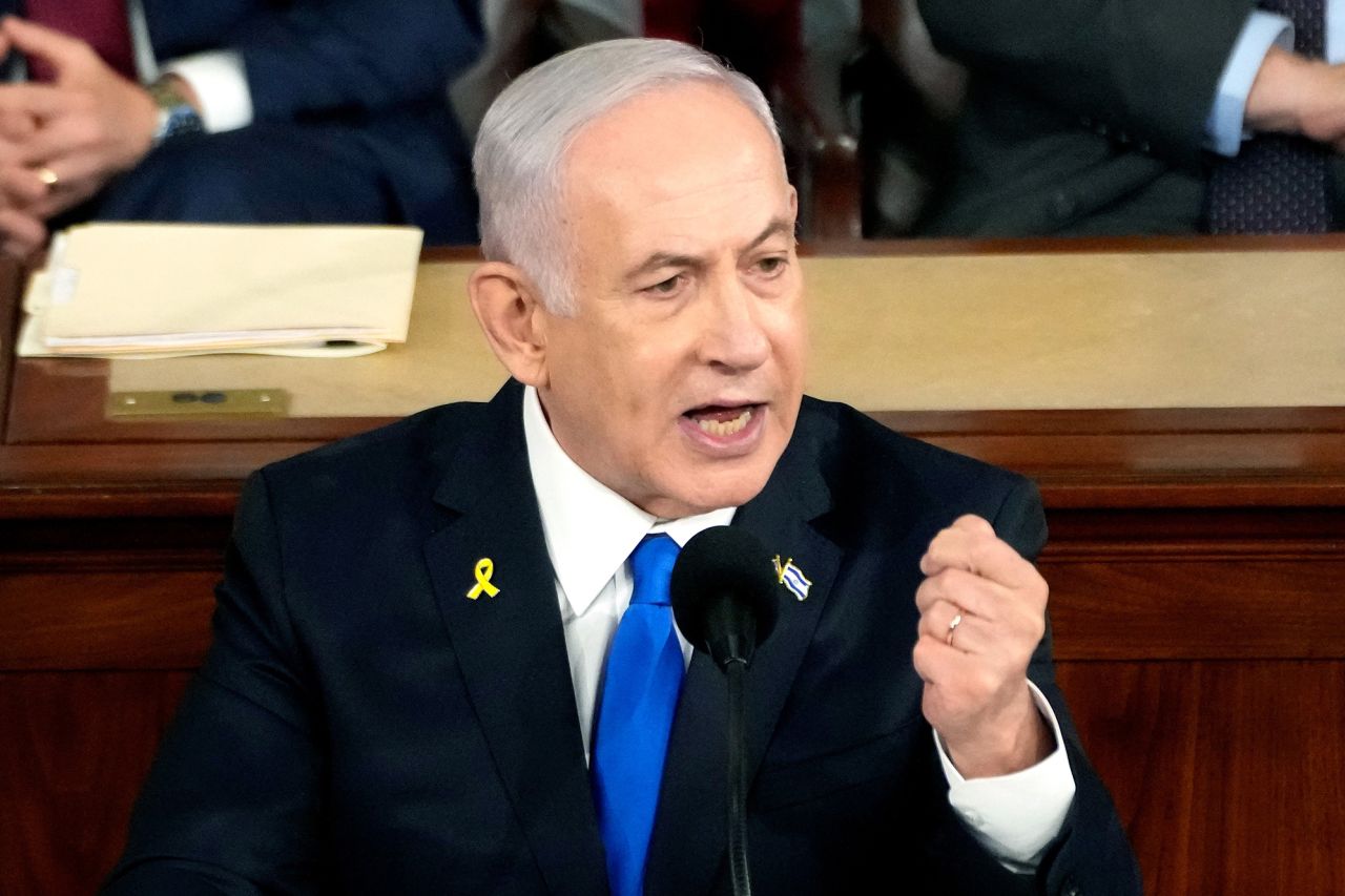 Israeli Prime Minister Benjamin Netanyahu addresses a joint meeting of Congress on July 24, in Washington, DC.