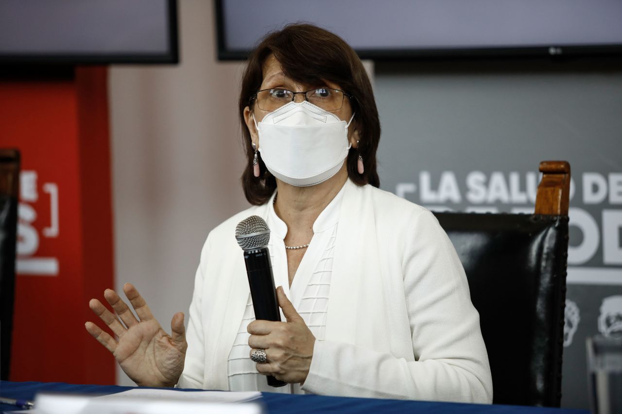 Health Minister Pilar Mazzatti at a press conference in October in Peru.