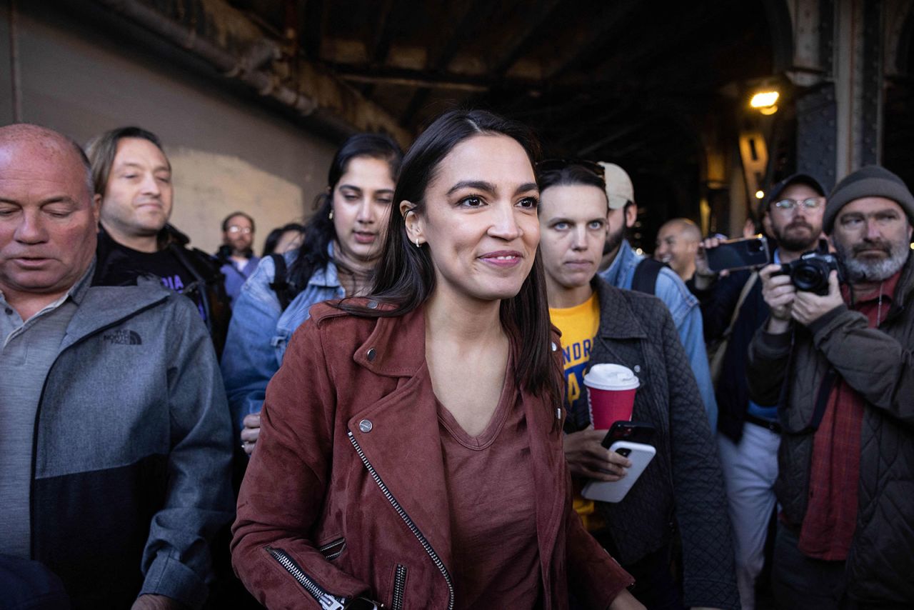 Rep. Alexandria Ocasio-Cortez attends a campaign event in New York on November 8.