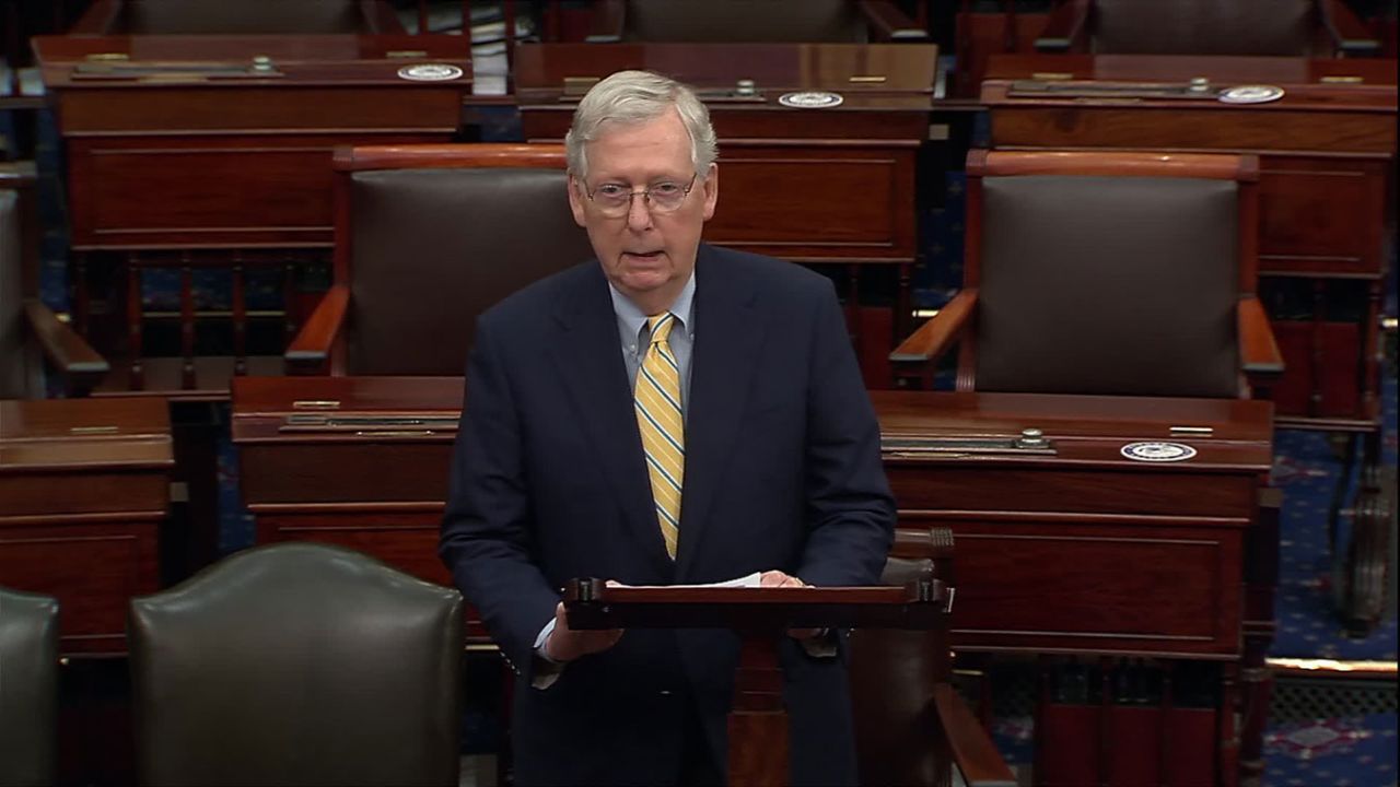 Senate Majority Leader Mitch McConnell addresses George Floyd's death while speaking on the Senate floor on Monday.