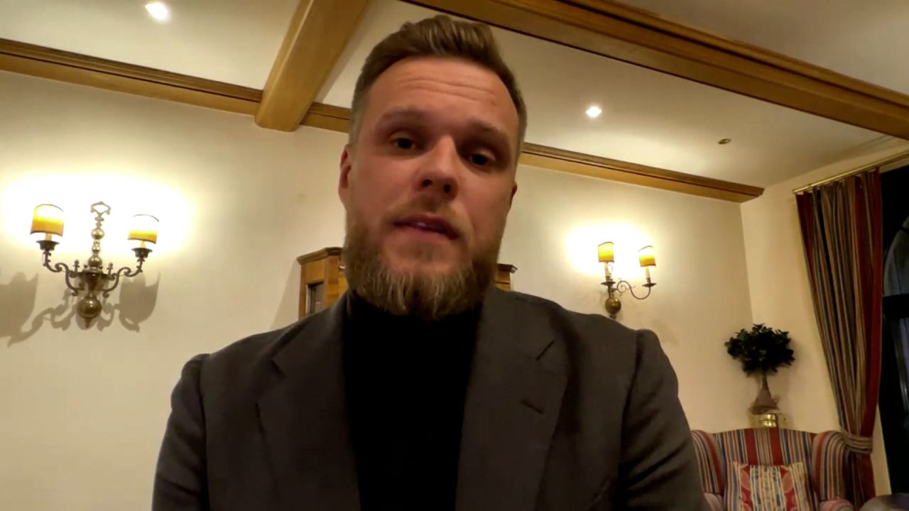 Lithuania’s minister of foreign affairs, Gabrielius Landsbergis, speaks during an interview with CNN on Monday.