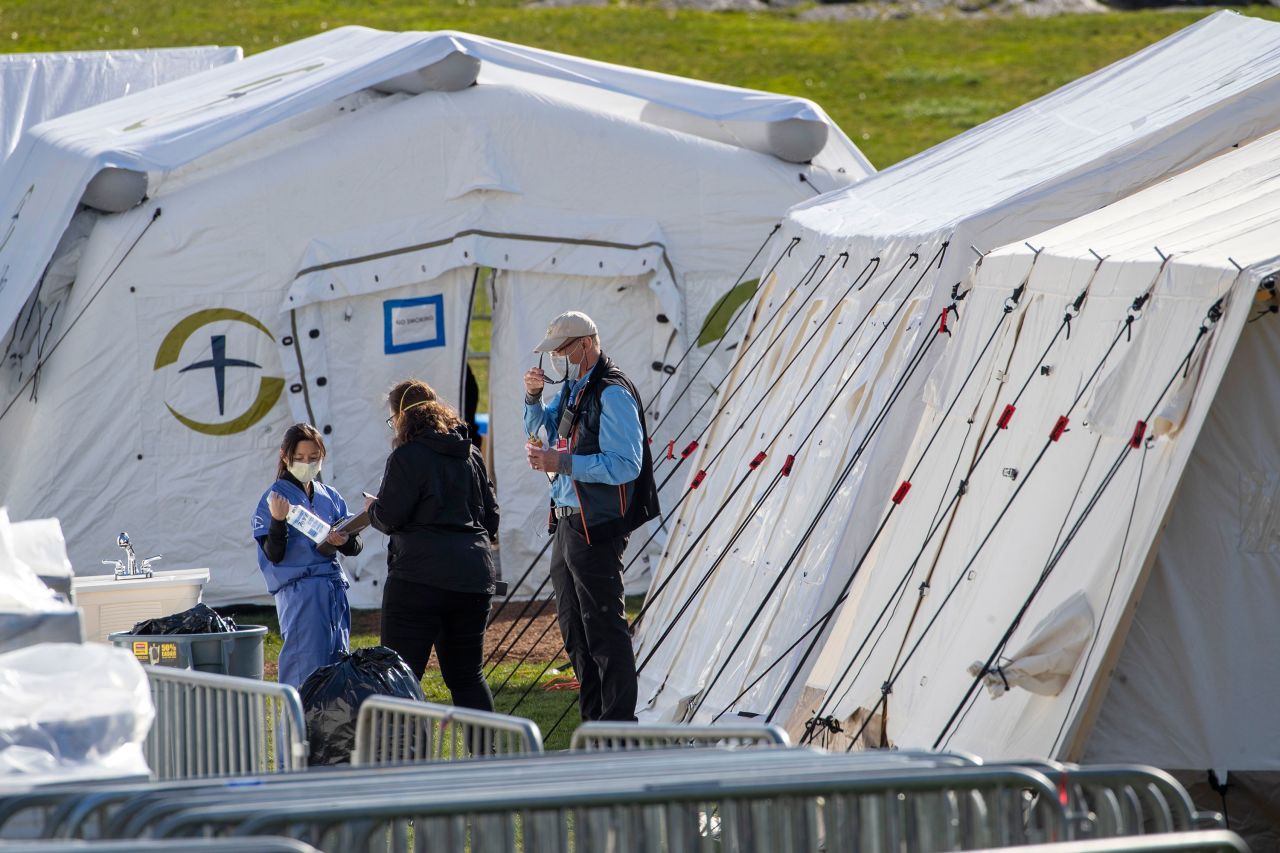 Medical personnel work at the Samaritan's Purse field hospital in New York's Central Park, on April 1.