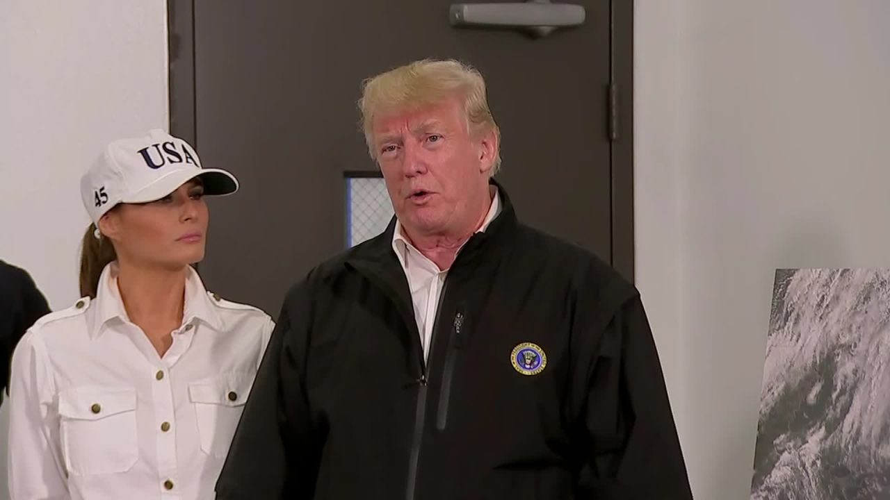 President Trump speaks to reporters in Warner Robins, Georgia.