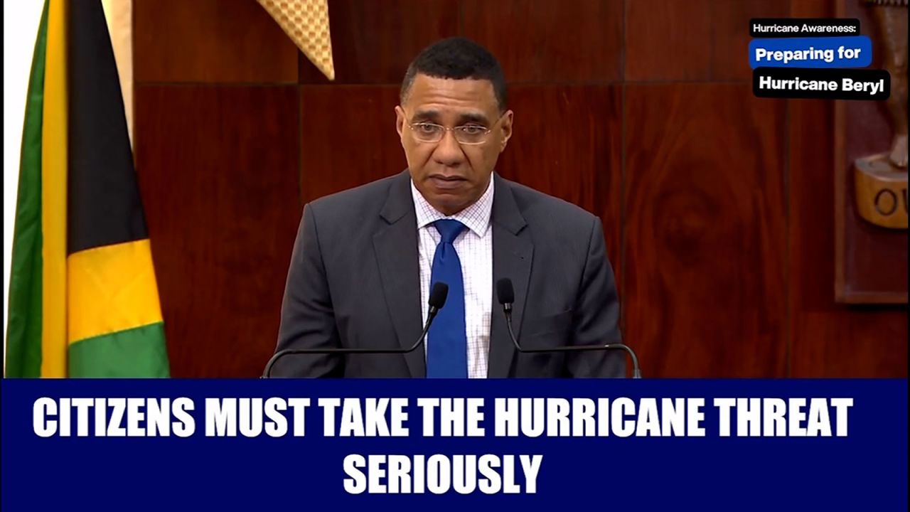  Jamaican prime minister Andrew Holness speaks during in a televised address on Tuesday, July 2.