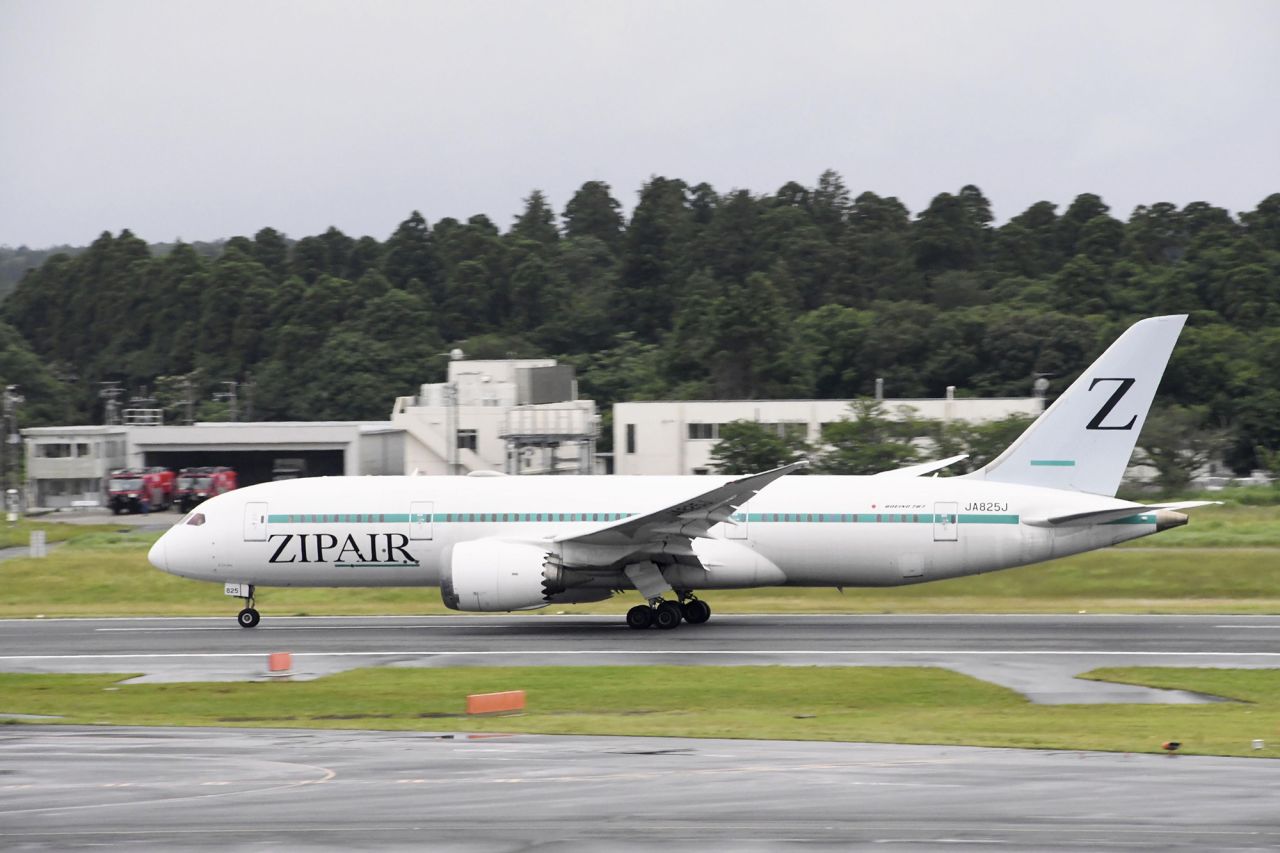 A Zipair plane at Narita airport near Tokyo, Japan, on June 3, 2020.