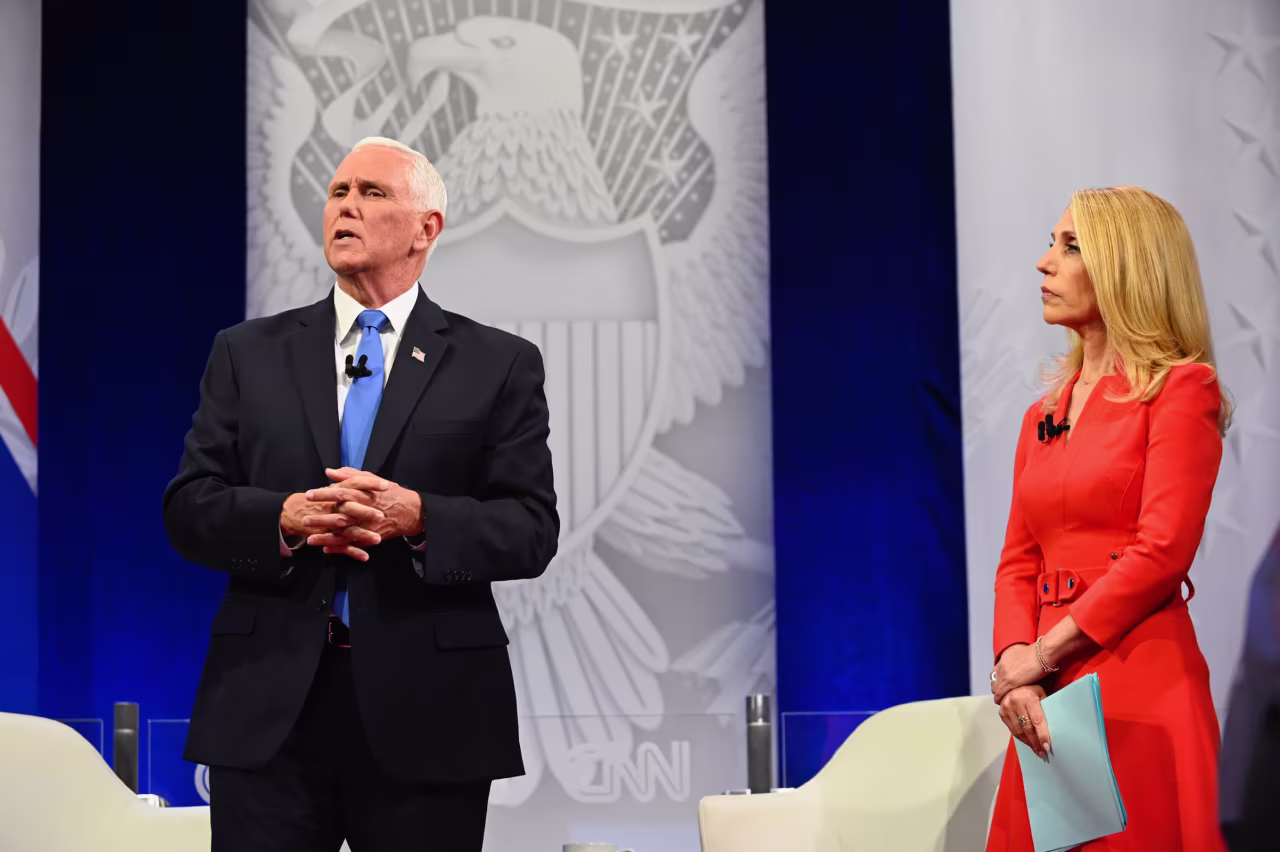 Former Vice President Mike Pence participates in a CNN Republican Presidential Town Hall moderated by CNN’s Dana Bash at Grand View University in Des Moines, Iowa, on Wednesday, June 7.
