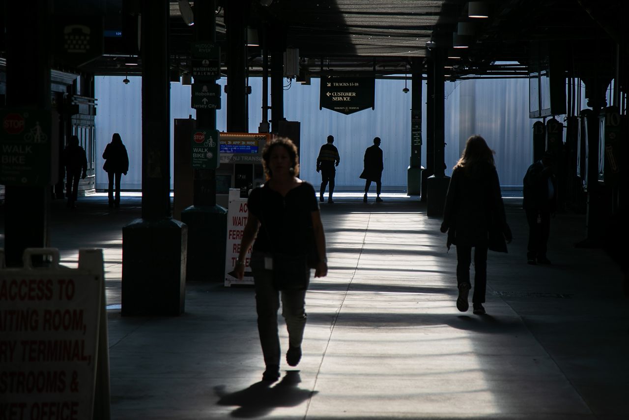 Commuters at the Hoboken Terminal in Hoboken, New Jersey, on Oct. 19.