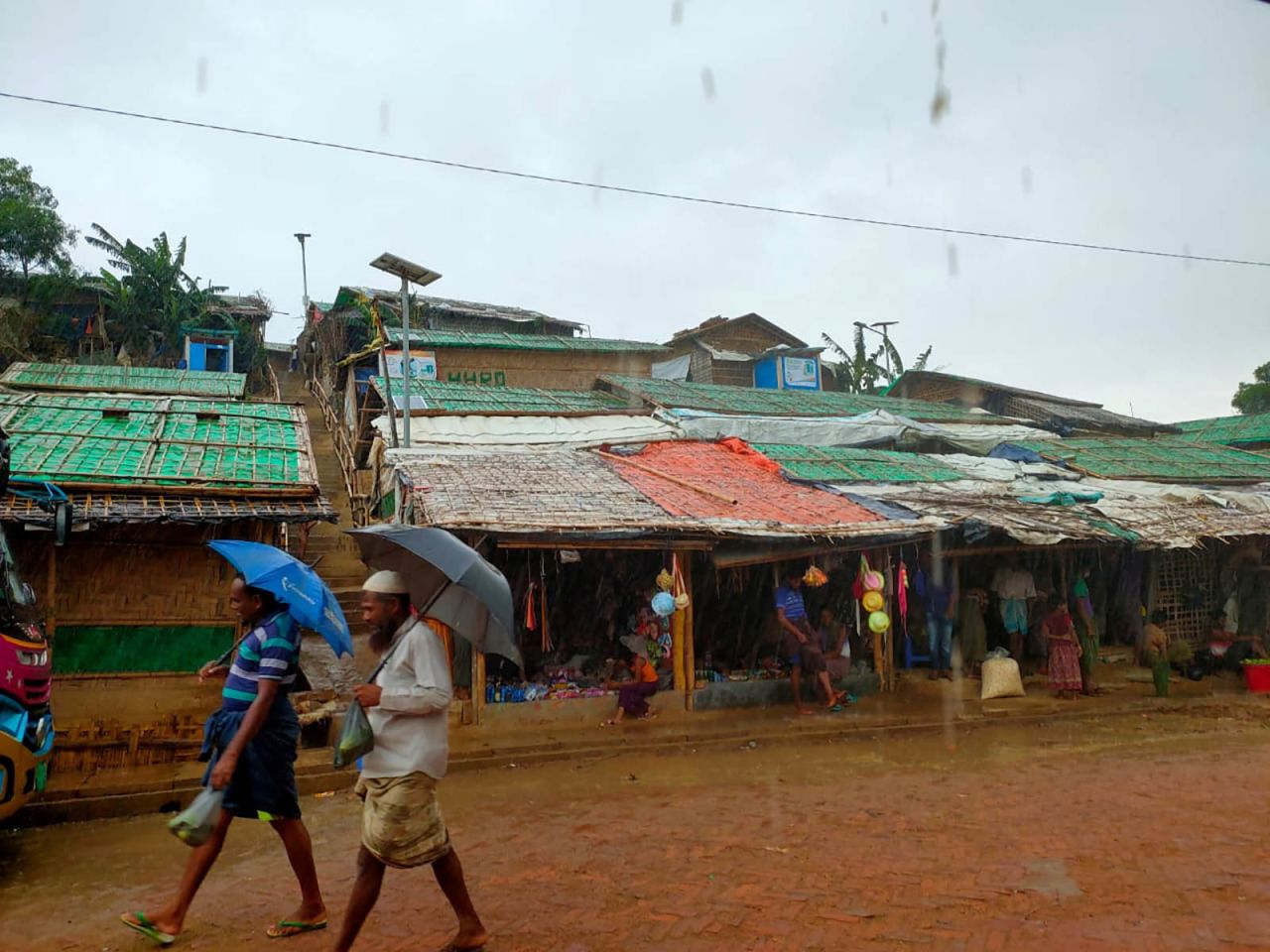 Roofs are seen covered with plastic sheets as part of preparations for Cyclone Amphan in Cox's Bazar, Bangladesh, on Tuesday, May 20.